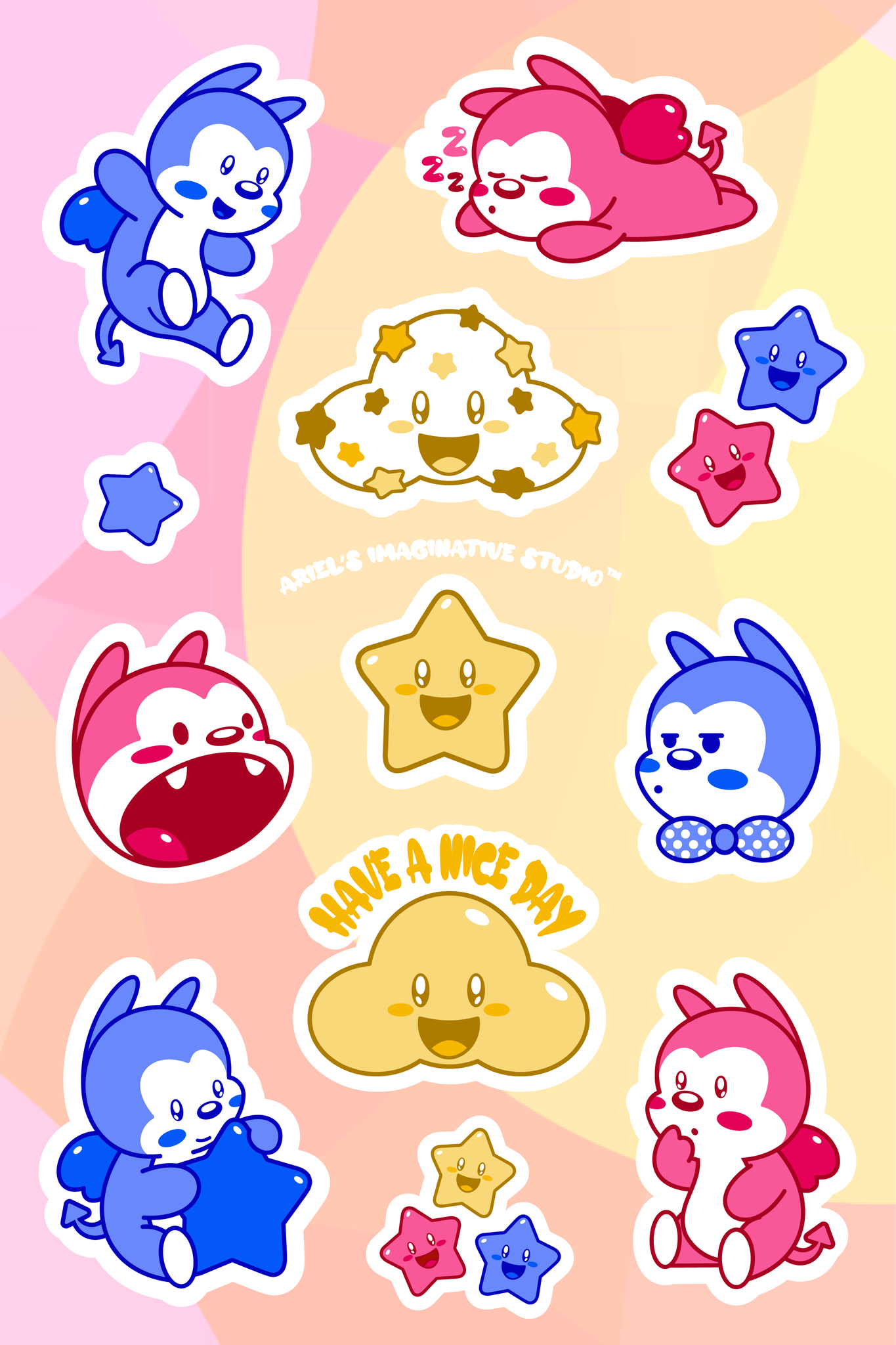 Kawaii Vampy Sticker Sheet - Retro (Color! Collection)