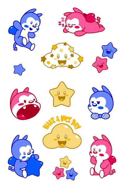 Kawaii Vampy Sticker Sheet - Retro (Color! Collection)